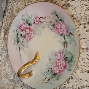 VNTG Porcelain lemon Serving Plate with Hand Painted flowers